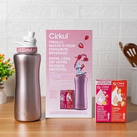 Cirkul Limited Edition 32oz Rose Gold Stainless Steel Water Bottle Starter Kit with Rose Gold Lid and 2 Flavor Cartridges (GoSip Passion Fruit Dragon Fruit & LifeSip Strawberry), Cirkul 32RG SK 2C
