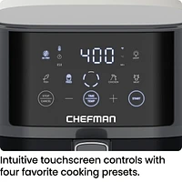 Chefman TurboFry Touch 4L (4-Qt) Easy-View Air Fryer w/ 4 Cooking Presets and 235°C (450°F) Hi-Fry Button - Grey, New