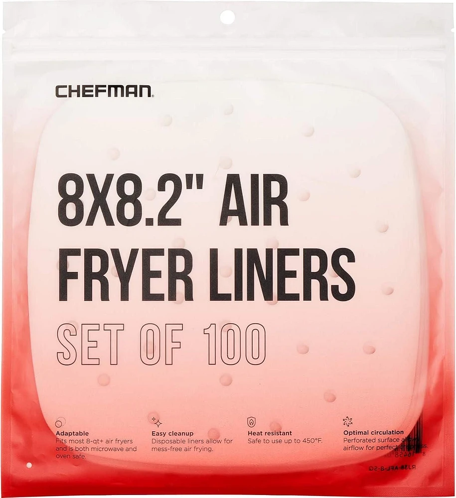 Papier sulfurisé pour friteuse Chefman, jetable, résistant à la chaleur, 100 paquets 20x20 cm (8x8") Papier sulfurisé carré 20x20 cm (8x8 po) Papier sulfurisé