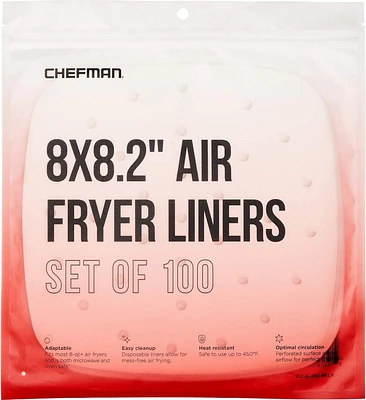Papier sulfurisé pour friteuse Chefman, jetable, résistant à la chaleur, 100 paquets 20x20 cm (8x8") Papier sulfurisé carré 20x20 cm (8x8 po) Papier sulfurisé