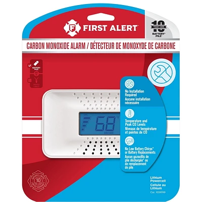 First Alert détecteur de monoxyde de carbone CO710A avec batterie de 10 ans et affichage numérique de la température CO710A
