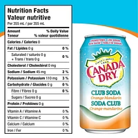 Canada Dry® Club Soda Orange-Mandarin 355 mL Cans, 12 Pack