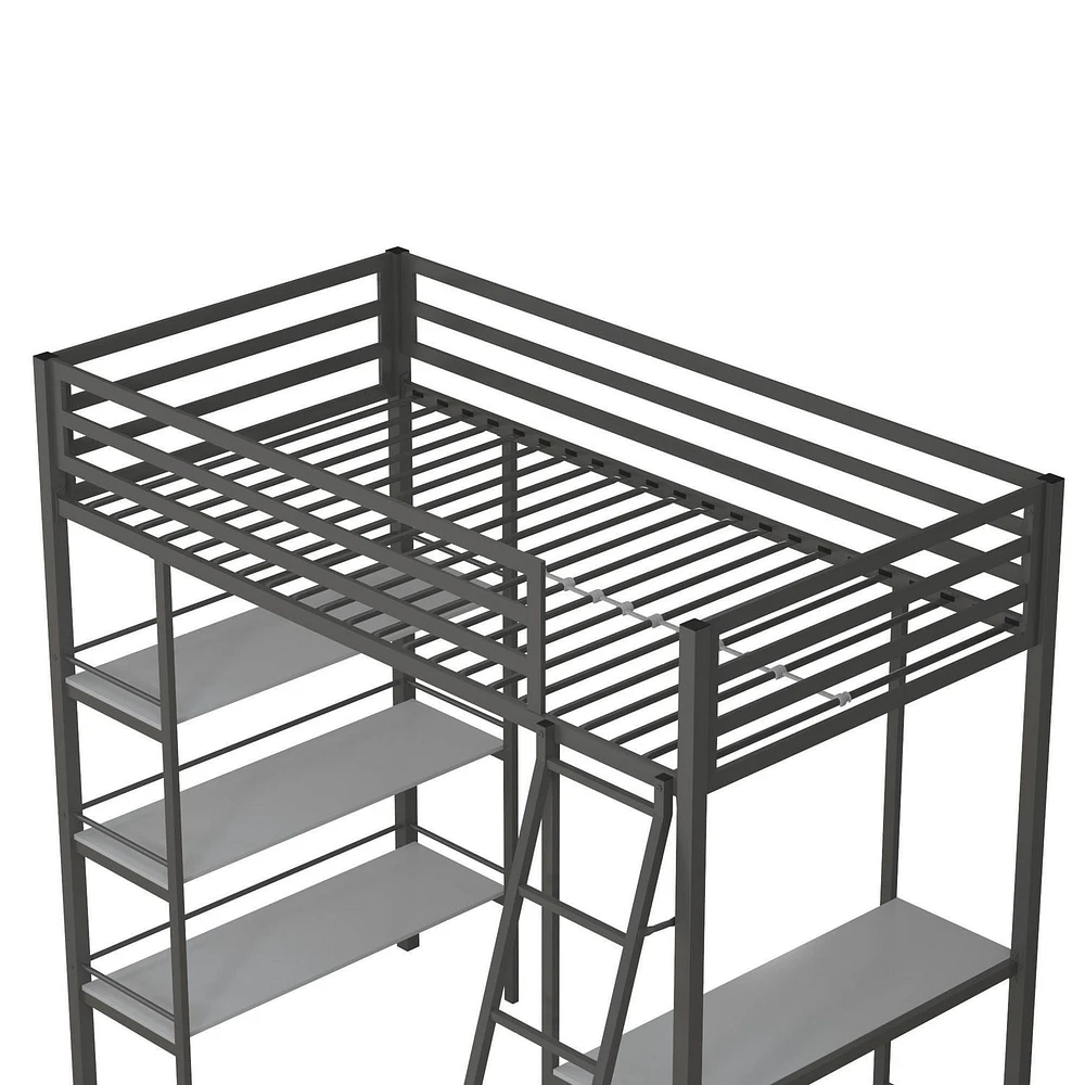 Lit mezzanine en métal Little Seeds Nova avec tablettes