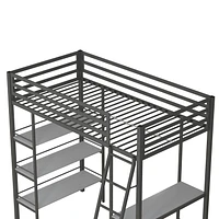 Lit mezzanine en métal Little Seeds Nova avec tablettes