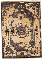 ECARPETGALLERY 4'8" x 6'7" Bordered Jules Oushak Hand-knotted Area Rug for Living Room, Dining Room and Bedroom in Brown