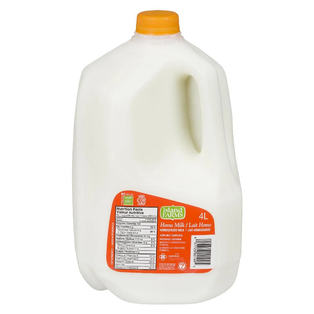 Island Farms Homogenized 3.25% Milk, 4 L Jug