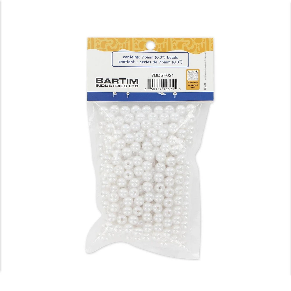 TINY HANDS White Pearl Beads, 325 pack, 7.25mm (0.3in), Age 6+, Kids, Crafts, Projects, PEARL BEADS 325PCS