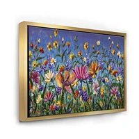 Designart Marguerites et fleurs sauvages dans le champ de jardin d'été I ART MURAL À CADRE FLOTT