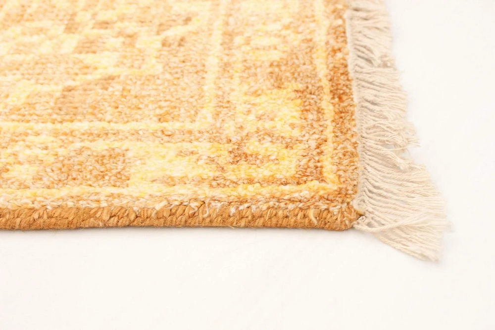 ECARPETGALLERY Tapis Noué à la Main pour Salon, Salle à Manger et Chambre à Coucher Transitionnel Collection Jules Oushak 7'0" x 9'9" en Jaune