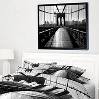 Design Art Dark Brooklyn Bridge Framed Canvas Art Print