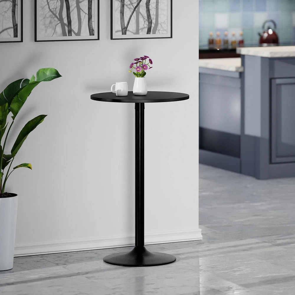 20123 Winsome Obsidian Table de pub ronde au fini noir