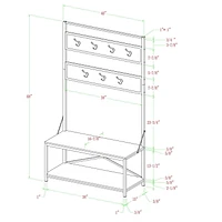 Manor Park Arbre d’entrée industriel en métal et bois de 182 cm (72 po) - Lavis Gris