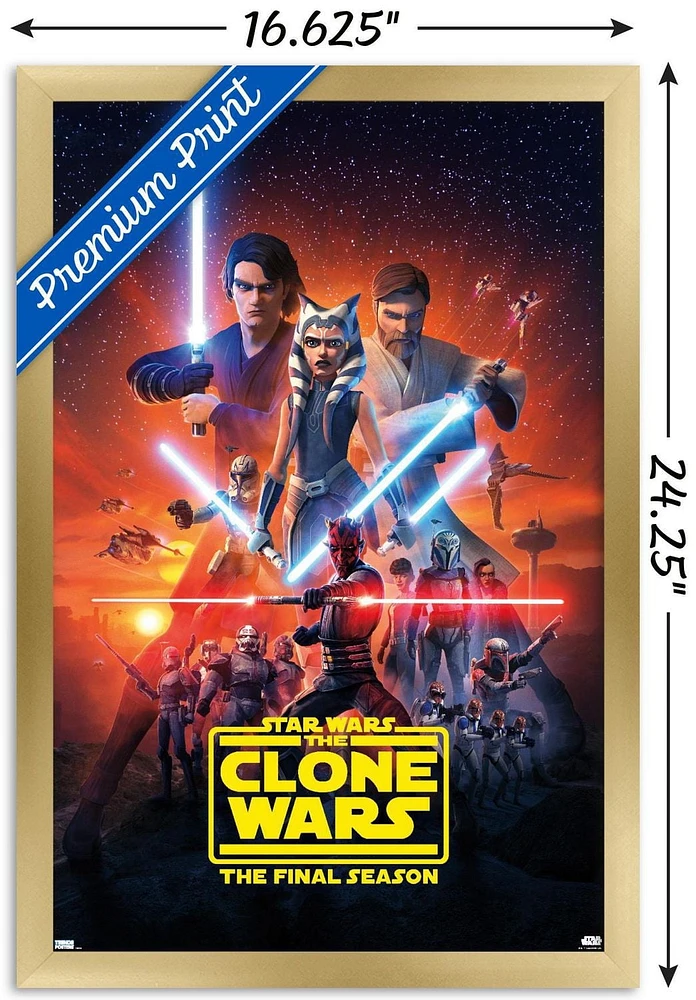 Star Wars: The Clone Wars - Season 7 Key Art Wall Poster with Push Pins, 14.725" x 22.375"