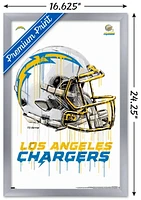 NFL Los Angeles Chargers - Drip Helmet 20 Wall Poster, 14.725" x 22.375" Framed