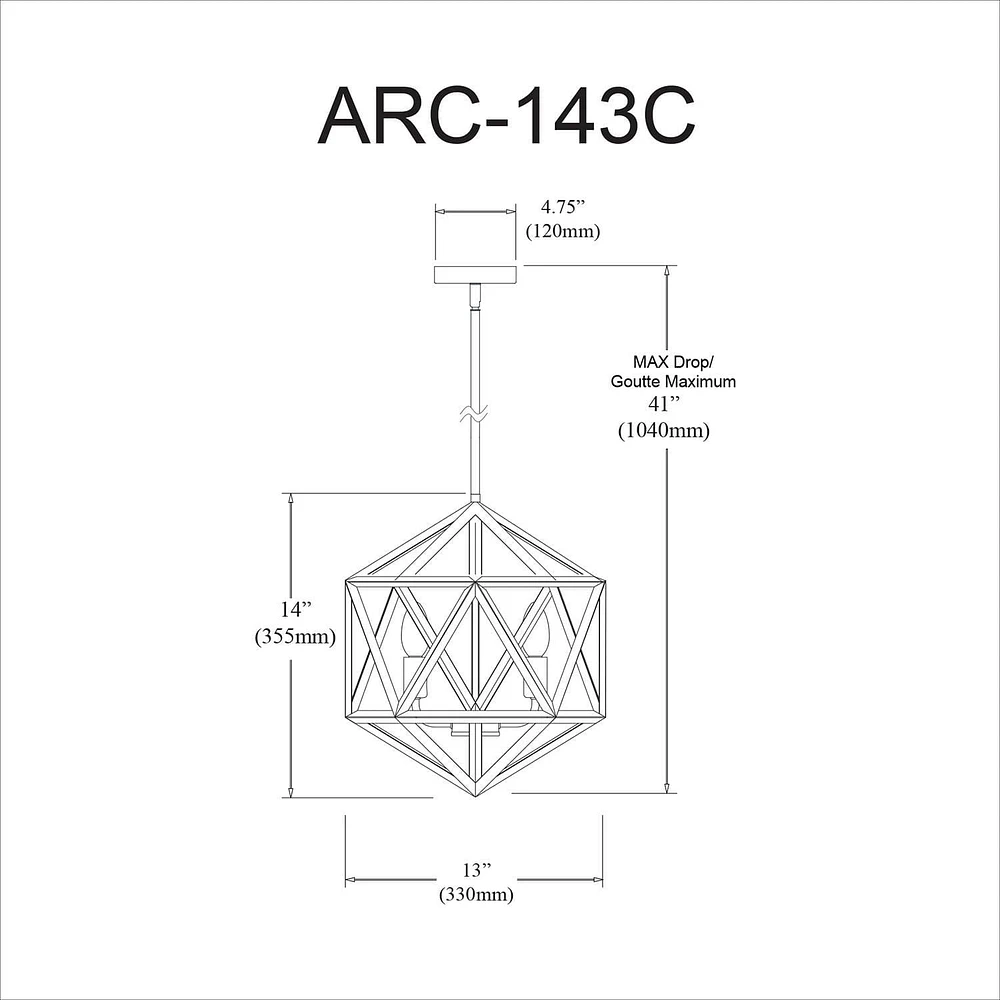 Dainolite ARC-143C-AB Chandelier