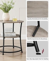 Boutique Home Side Round End Table with 2 Shelves Ideal for Living Room, Den or Bedroom