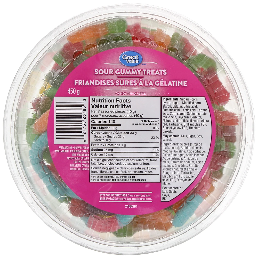 Great Value Sour Gummy Treats, 450 g