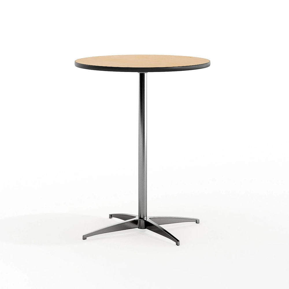 Table à cocktail ronde en bois de 24 pouces avec pieds centraux de 30 pouces et 42 pouces