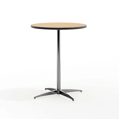 Table à cocktail ronde en bois de 24 pouces avec pieds centraux de 30 pouces et 42 pouces