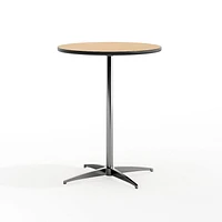 Table à cocktail ronde en bois de 24 pouces avec pieds centraux de 30 pouces et 42 pouces