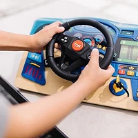 Melissa & Doug Vroom & Zoom Interactive Wooden Dashboard Steering Wheel Pretend Play Driving Toy - FSC Certified