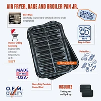 Range Kleen BP106X 2 Piece Air Fry Bake and Broil Pan Junior size Black Porcelain