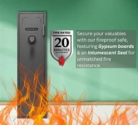 Coffre-fort pour armes à feu Canadian Shield de 53 po de hauteur avec serrure électronique programmable et protection contre le feu | Acier de calibre 14 | Capacité de 12 armes à feu