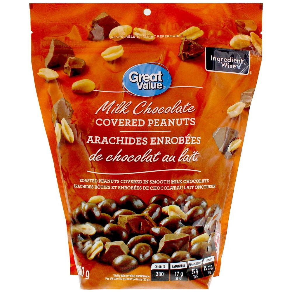 Great Value Milk Chocolate Covered Peanuts, 880 g