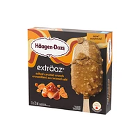 EXTRÄAZ Salted Caramel Crunch Ice Cream Bars, Salted Caramel Ice Cream, Crunchy Caramel Coating Mixed With Wafer Pieces, Crafted In Canada, No Artificial Colours Or Flavours, 216 mL