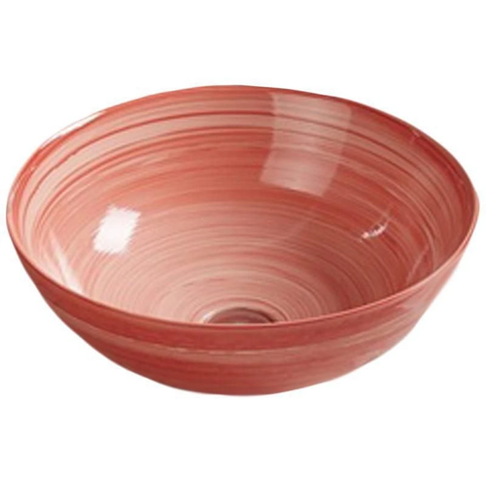 American Imaginations 16.34-in. W Above Counter Red Swirl Bathroom Vessel Sink For Wall Mount Wall Mount Drilling AI-27999