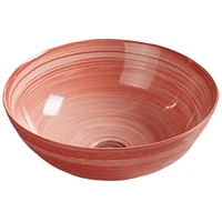 American Imaginations 16.34-in. W Above Counter Red Swirl Bathroom Vessel Sink For Wall Mount Wall Mount Drilling AI-27999