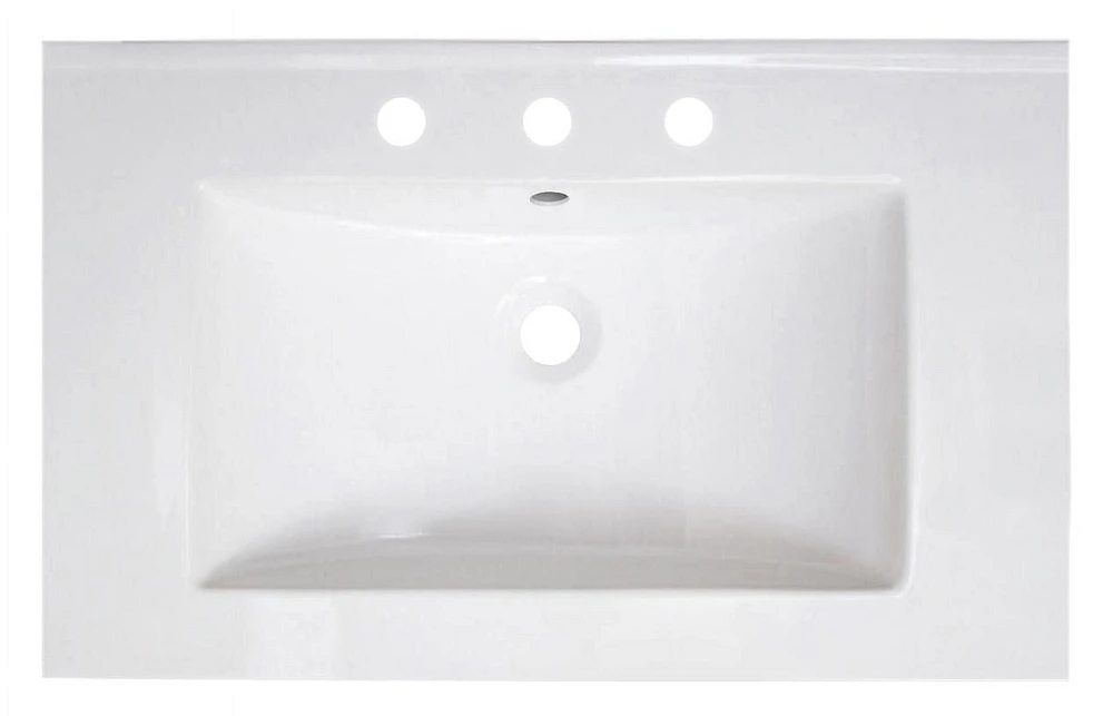 American Imaginations AI-32870 30 pouces W 18,5 pouces Dessus en céramique D en couleur blanche pour 3H8-in. Robinet