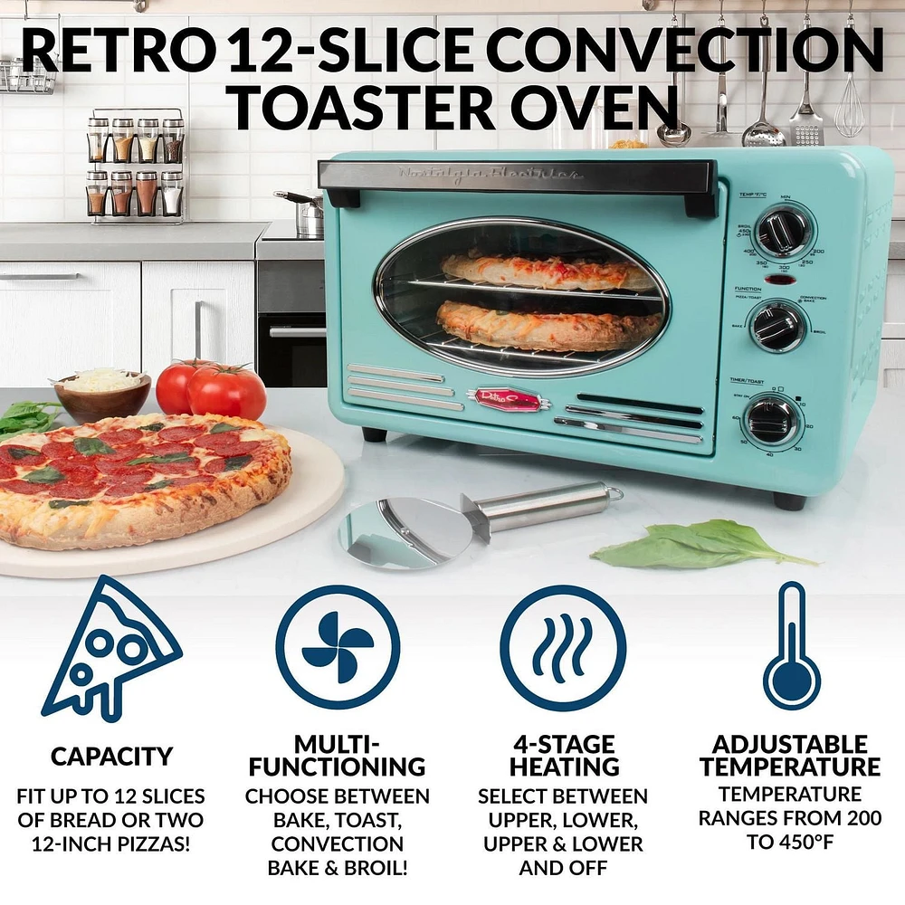 Nostalgia RTOV2AQ Retro 12-Slice Convection Toaster Oven