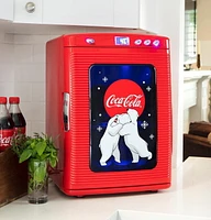 Coca-Cola 25L Mini Fridge, Portable 28 Can Cooler, Display Window for Travel, Home, Office- Red