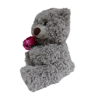 WAY TO CELEBRATE ours moyen avec fleur en peluche gris, 9,5 pouces