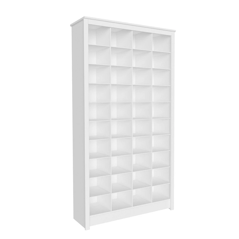 Prepac White 40 Cubby Shoe Storage Cabinet 13"D x 39.5" W x 72.5" H