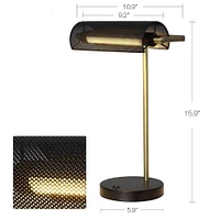 Lampe de banquier à DEL hometrends à treillis métallique  avec accents laiton antique