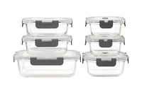 MAINSTAYS Rectangular glass food storage with PP Lid, MS GLASS 12SETS