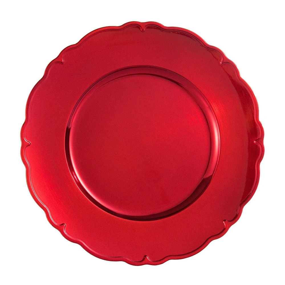 Assiette de présentation 33cm Holiday Time de couleur rouge - Pack de 4