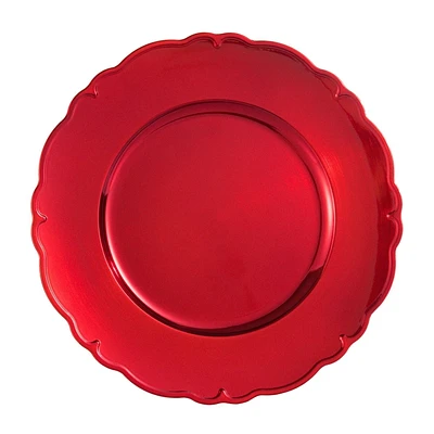 Assiette de présentation 33cm Holiday Time de couleur rouge - Pack de 4