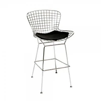 Plata Import Silver Metal Stool With Cushion Seat