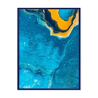 Designart Composition Abstraite En Marbre En Bleu Et Orange III ART MURAL À CADRE FLOTTÉ