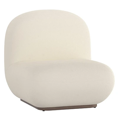 Contemporaine Tissu Bouclé Chaise d'Appoint - Ivoire