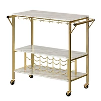 South Shore Maliza Chariot bar avec rangement à bouteilles et verres à vin
