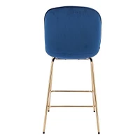 Upholstered Velvet Stool with Gold Legs – Set of 2 Comfortable Velvet Stools with Foot Rest, Modern Design for Kitchens, Bars, and Contemporary Spaces