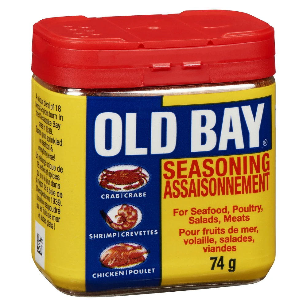Old Bay, Seasoning for Seafood Poultry Salads Meats, Original Blend, Plastic Can 74 g