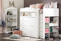 South Shore, Tiara collection, Loft Bed with Desk Pure White