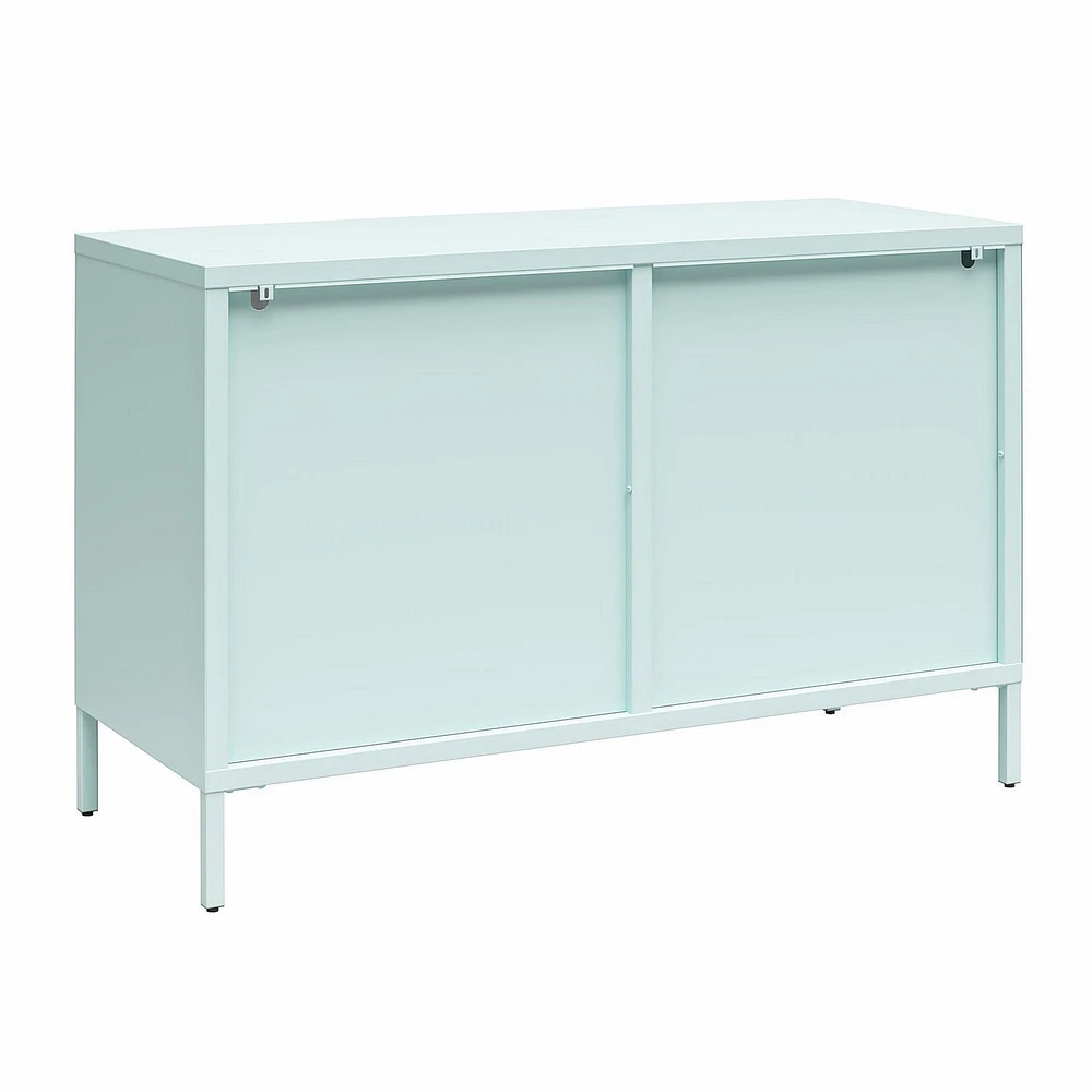 Mr. Kate Luna Large armoire d'appoint à 2 portes avec verre cannelé, bleu ciel