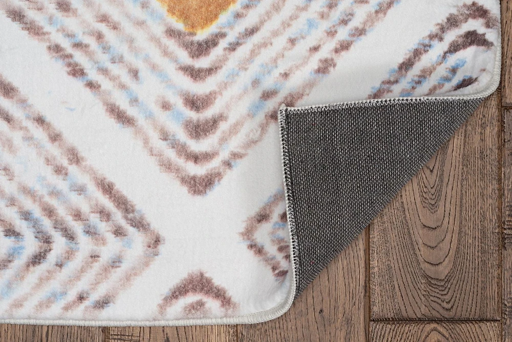 Motif Printed Faux Rabbit Blinx Ivory & Tan ft. x ft. Area Rug