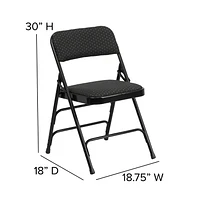 2 pièces Chaise pliante de la série HERCULES en tissu noir à motifs et métal à triple entretoise courbé et double charnière